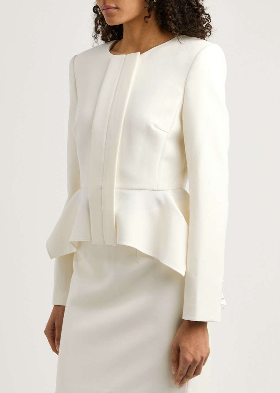 Roland Mouret Peplum Crepe Jacket Cream