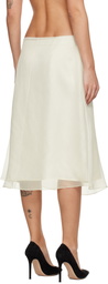 AMI Paris Off-White Silk Sheer Trapeze Midi Skirt
