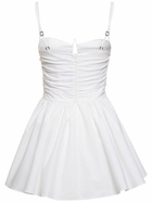 AREA - Gathered Cotton Blend Poplin Mini Dress