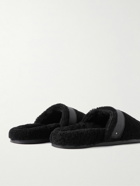 Mr P. - Leather-Trimmed Shearling Slippers - Black