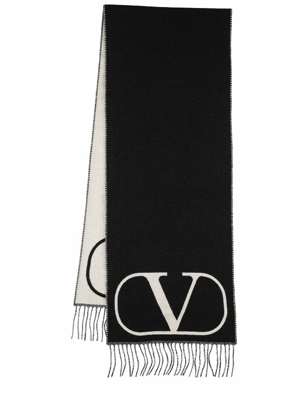 Photo: VALENTINO GARAVANI - V Logo Intarsia Wool & Cashmere Scarf