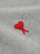 AMI PARIS - Logo-Appliquéd Cotton-Piqué Polo Shirt - Gray
