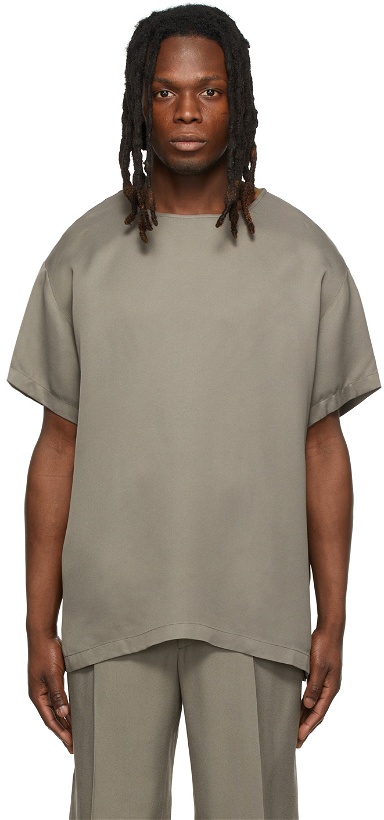 Photo: Fear of God SSENSE Exclusive Grey Satin T-Shirt