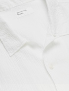 Universal Works - Road Convertible-Collar Stretch-Cotton Seersucker Shirt - White