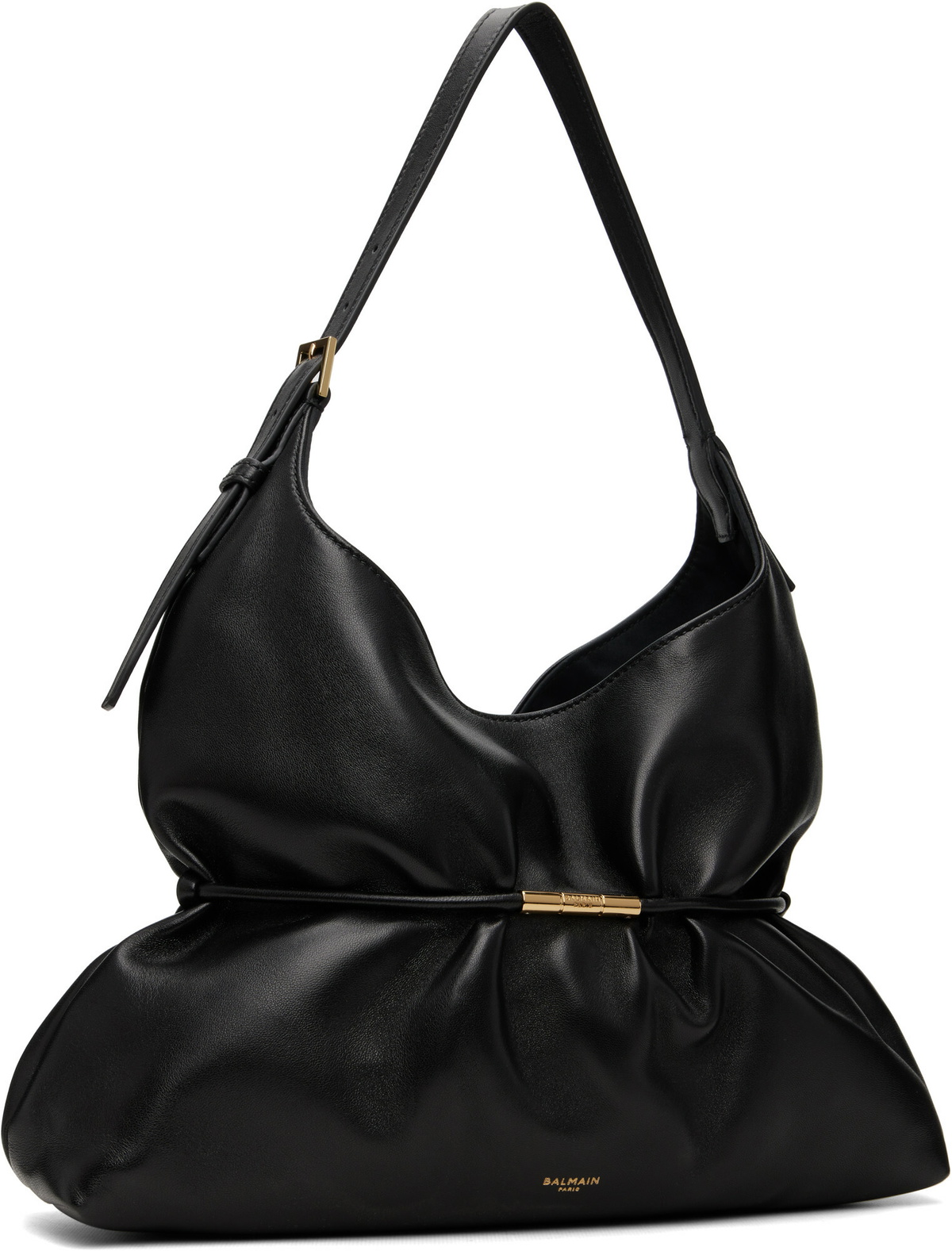 BALMAIN Black Sphynx Medium Smooth Leather Bag