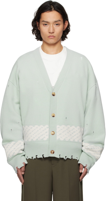 Photo: Feng Chen Wang Green Yu Zu Xie Ripped Jacquard Cardigan
