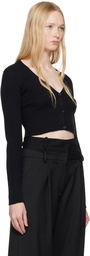 Courrèges Black Solar Light Rib Cardigan