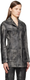 Marni Black Logo Embroidery Leather Jacket