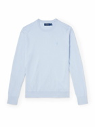 Polo Ralph Lauren - Logo-Embroidered Cotton and Recycled Cashmere-Blend Sweater - Blue