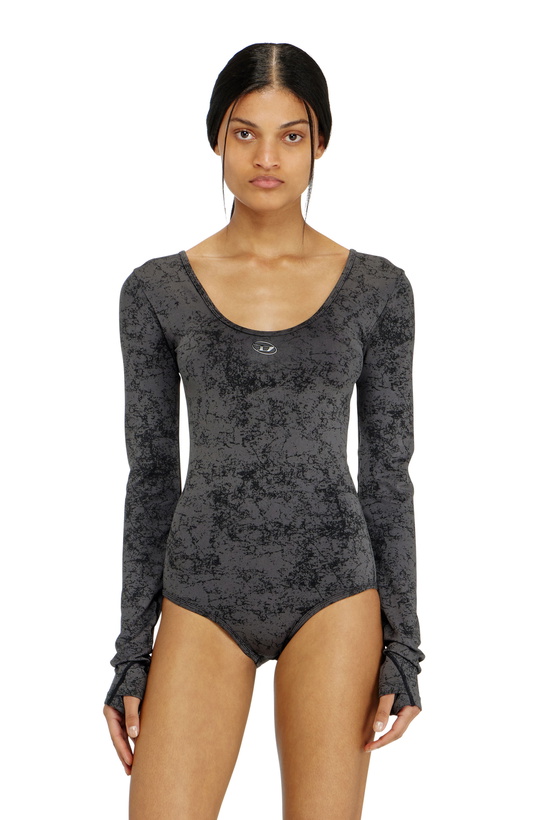 Photo: Diesel Open-back bodysuit with utilitarian print - Bodysuits Womens in Black