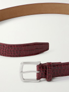 George Cleverley - 3cm Croc-Effect Leather Belt - Burgundy