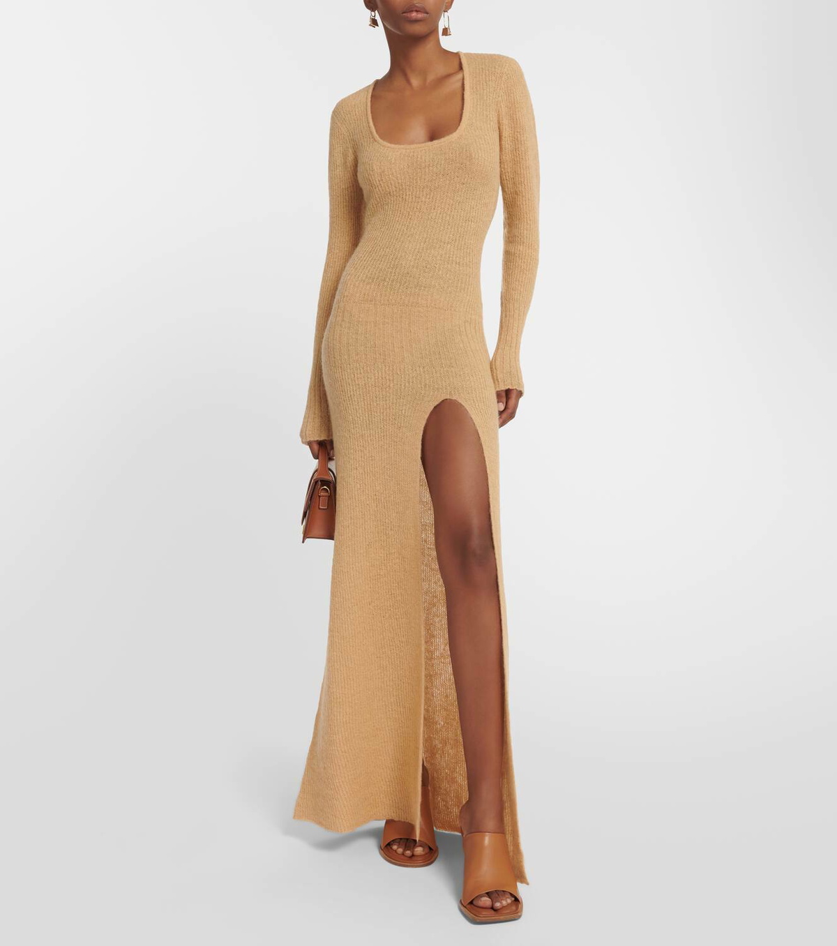 Robe Hiver En Mohair Et Laine Louise Della - Orange Saumon, Taille M (2)