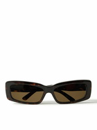 Balenciaga - Rectangular-Frame Tortoiseshell Acetate Sunglasses