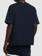 THOM BROWNE - Cotton Jersey T-shirt W/ Striped Trim