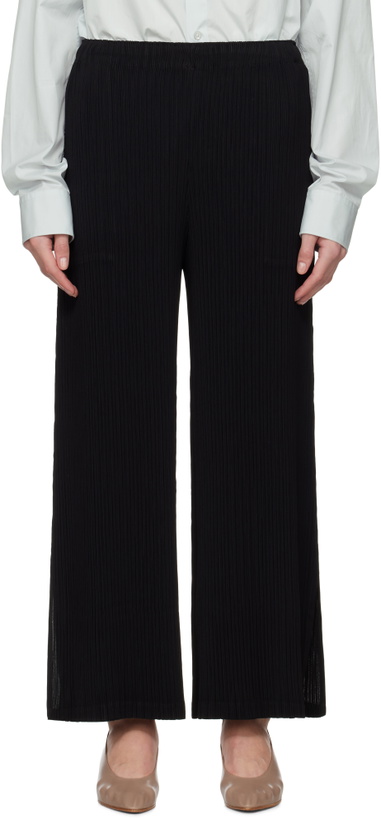 Photo: ISSEY MIYAKE Black Hatching Bottoms Trousers