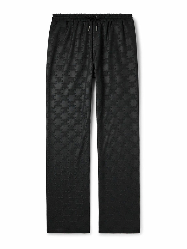 Photo: CELINE - Straight-Leg Logo-Jacquard Tech-Jersey Track Pants - Black