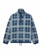 Story Mfg. - Polite Logo-Embroidered Checked Organic Cotton-Corduroy Sweatshirt - Blue