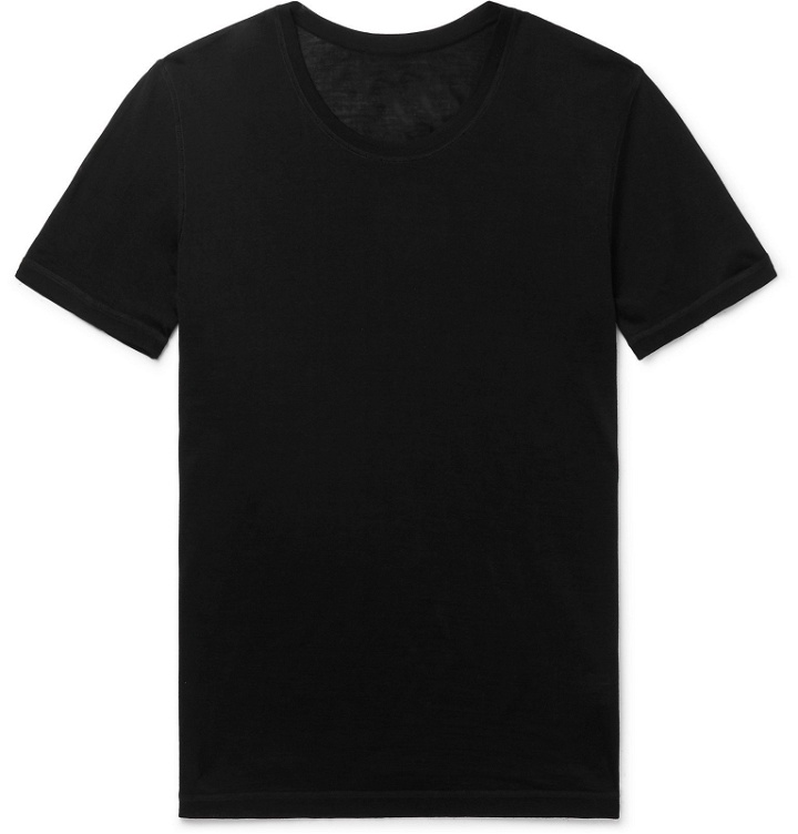 Photo: Secondskin - Slim-Fit Silk-Jersey T-Shirt - Black