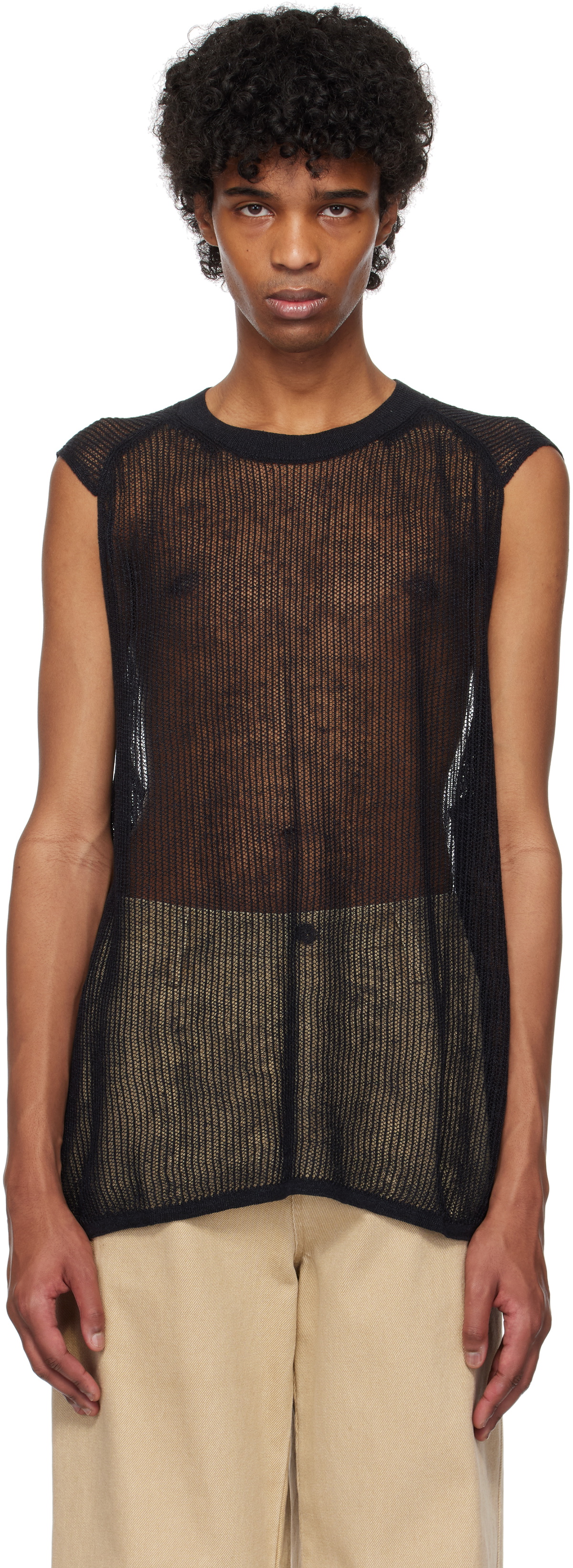 Jan-Jan Van Essche Gray O-Project Mesh Jersey Tank Top Jan