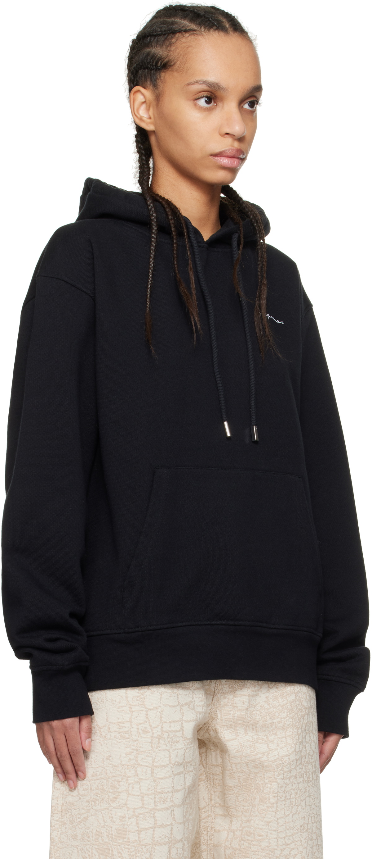 JACQUEMUS Black 'The embroidered sweatshirt' Hoodie