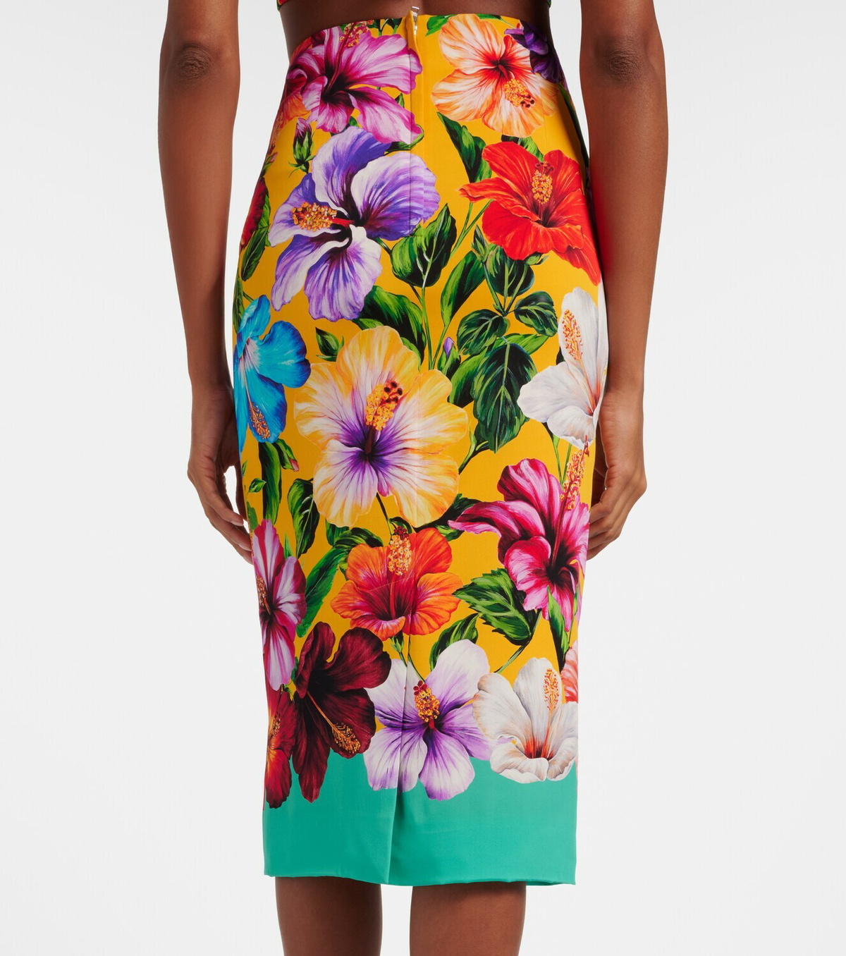 Dolce&Gabbana Floral silk-blend pencil skirt