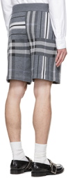 Burberry Gray Check & Stripe Shorts
