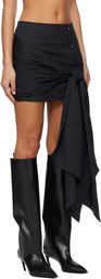 The Attico Black Shiny Satin Miniskirt