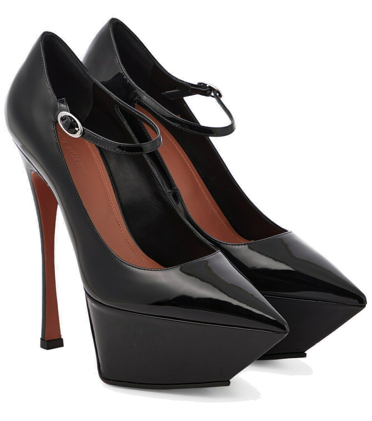 Amina Muaddi Yigit patent leather platform pumps Amina Muaddi