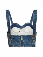 AREA - Embellished Claw Cup Denim Bustier