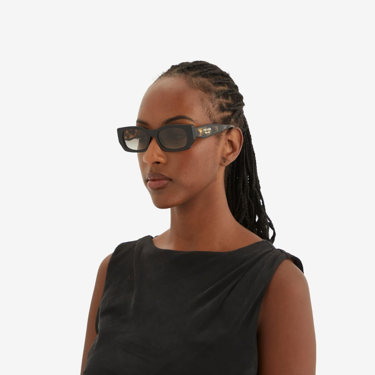 Prada Eyewear Women's 0PR B05S Sunglasses in Black/Grey Gradient 