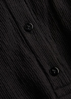 Eileen Fisher Henley Textured Cotton-blend Polo Shirt Black