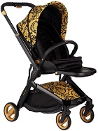 Versace Black & Gold Barocco Baby Stroller
