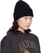 GANNI Black Wool Knit Beanie