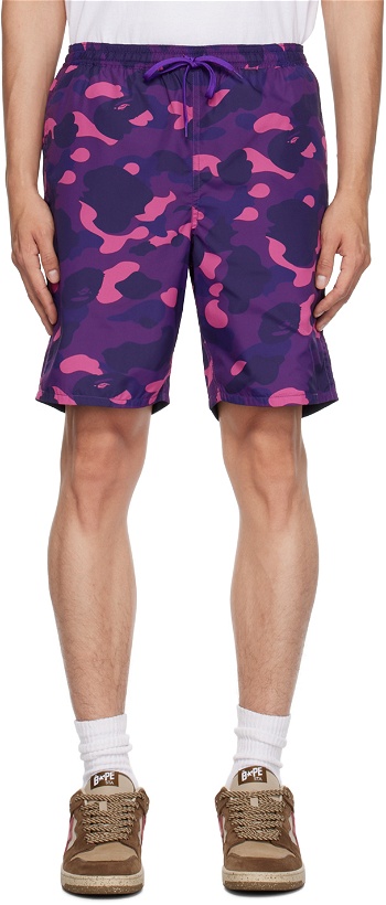 Photo: BAPE Purple Camo Shark Reversible Shorts