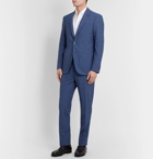 Canali - Slim-Fit Pleated Checked Wool-Blend Seersucker Suit Trousers - Blue