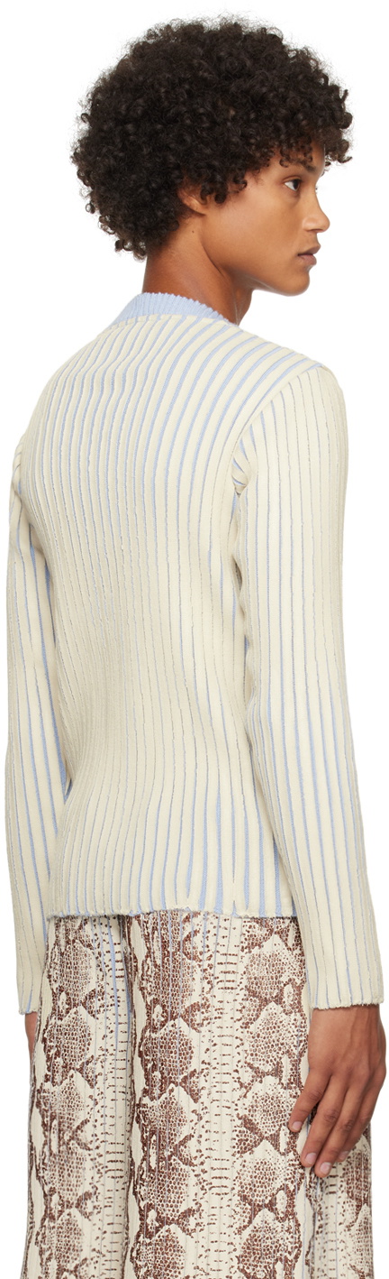 Stanley Raffington SSENSE Exclusive Off-White & Blue Sweater