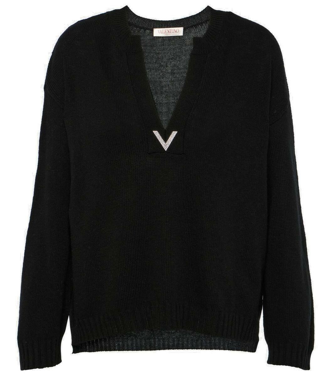 VLogo cropped cashmere sweater