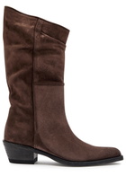 Khaite Clive 35 Draped Suede Mid-calf Boots Brown