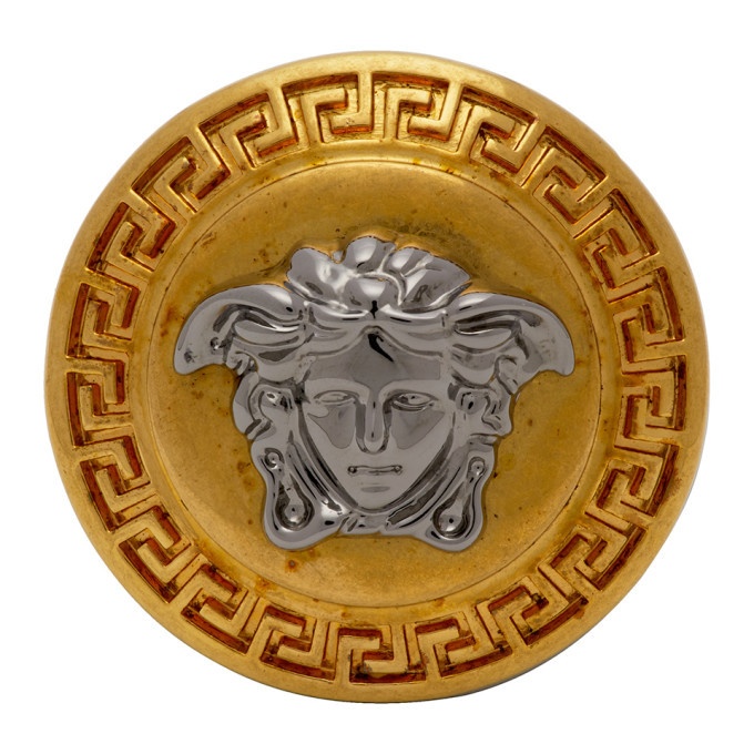 Photo: Versace Gold and Silver Round Medusa Greek Ring