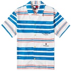 Tommy Jeans Men's TJCU Stripe Bowling Shirt in Ecru