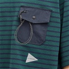 and wander Men's Stripe Pocket Half Sleeve T-Shirt in Green