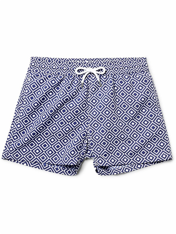 Photo: Frescobol Carioca - Angra Slim-Fit Short-Length Printed Swim Shorts - Blue