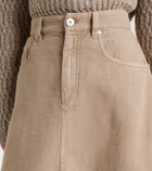 Brunello Cucinelli Cotton and linen denim midi skirt