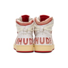 Rhude White and Red Bball Hi Sneakers