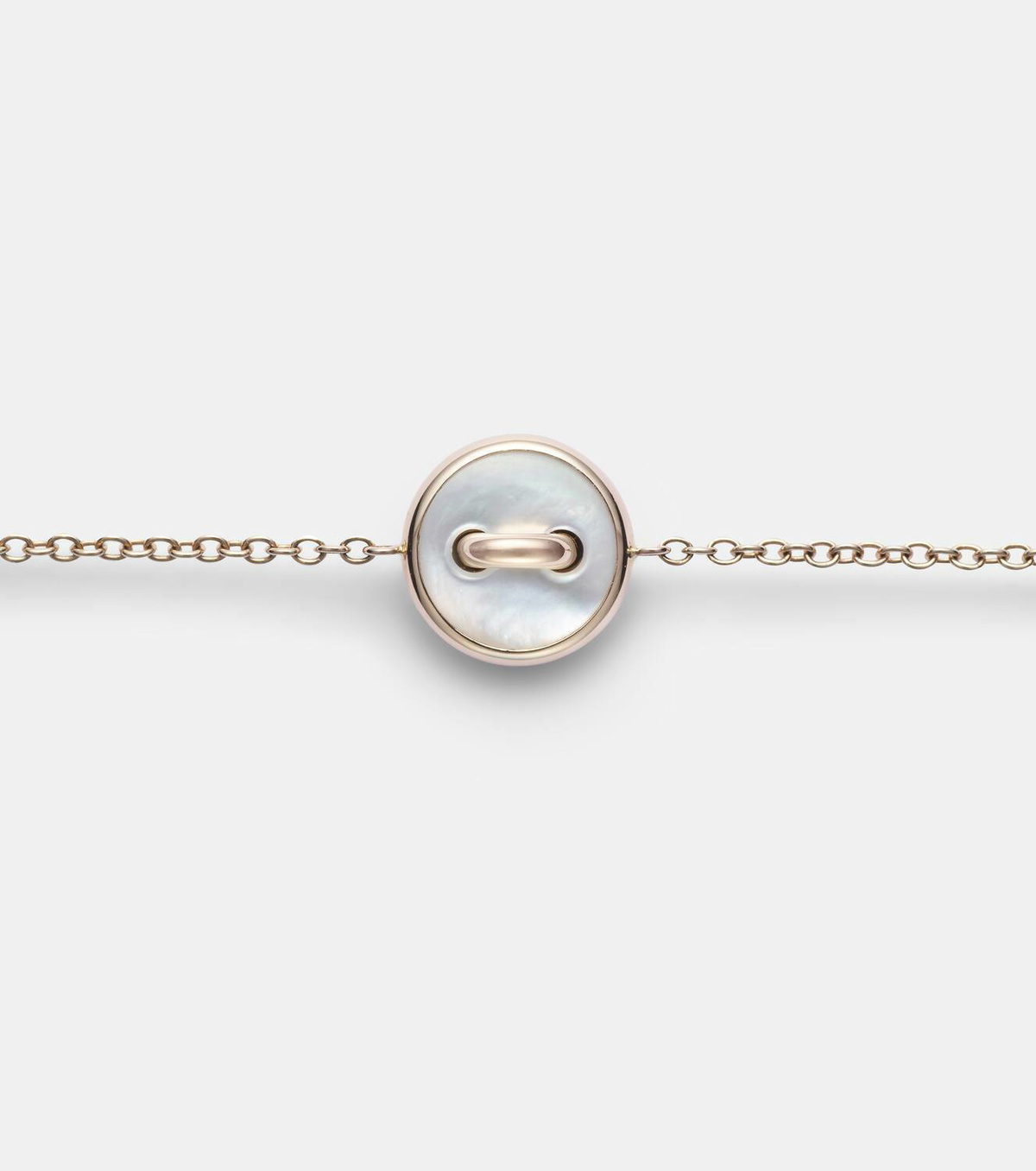Pomellato Pom Pom Dot 18kt rose gold chain bracelet with white diamonds and mother of pearl