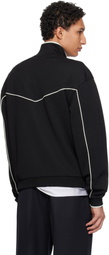 Hugo Black Cotton-Blend Embroidered Logo Artwork Track Jacket