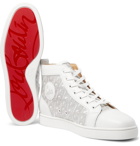 Christian Louboutin - Louis Smooth and Logo-Print Patent-Leather High-Top Sneakers - White
