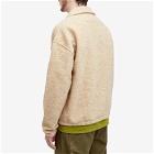Universal Works Men's Wool Fleece Ramsay Quarter Zip Sweat in Stone