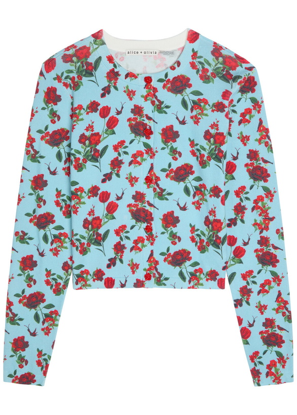 Photo: Alice + Olivia Carson Floral Print Stretch-cotton Cardigan Multicoloured