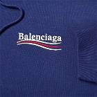 Balenciaga Men's Political Campaign Logo Popover Hoody in Pacific Blue/White